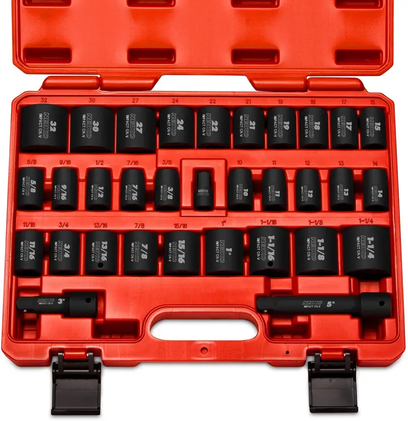 1/2" Drive Master Impact Socket Kit — 32-Piece Shallow Sae & Metric Set 1