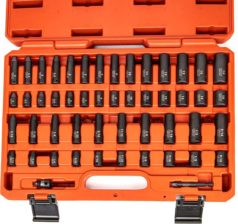 1/4" Drive Impact Socket Set — Dual Metric & Sae Sizes (50-Piece) 1