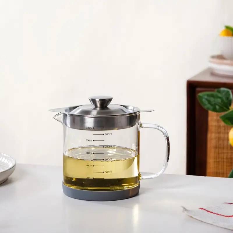 1000Ml Borosilicate Glass Oil Dispenser With Integrated Strainer 1