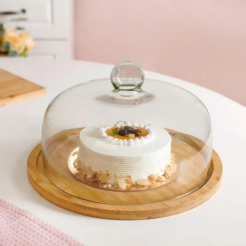 11-Inch Elegant Cake Stand With Clear Glass Dome 1