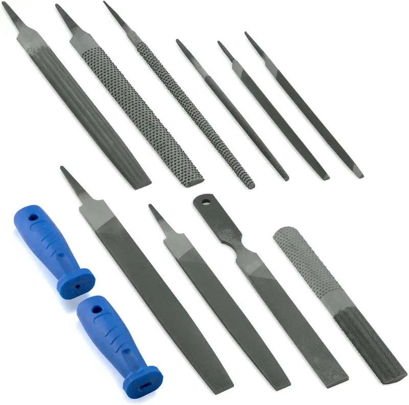 12-Piece Metal File & Rasp Set — Assorted Lengths (6", 8", 10") For Steel & Wood 1