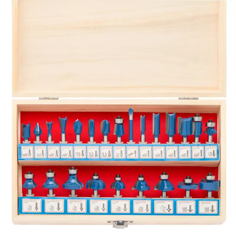 24-Piece Tungsten Carbide Router Bit Set — 1/4" Shank Woodworking Bits 1