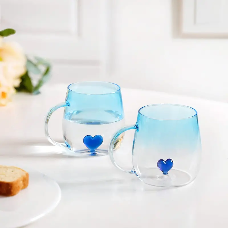 3D Blue Heart Ombre Ceramic Mug Pair – 2 × 450Ml 1