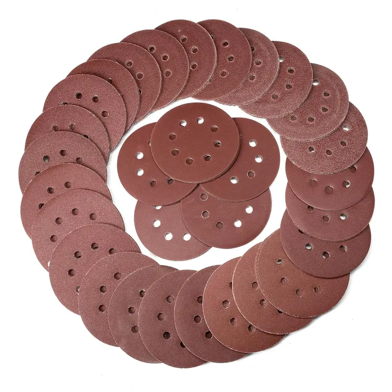 5-Inch Hook-And-Loop Sanding Discs — Aluminum Oxide, 10 Grit Levels, 8-Hole Design (150-Piece) 1