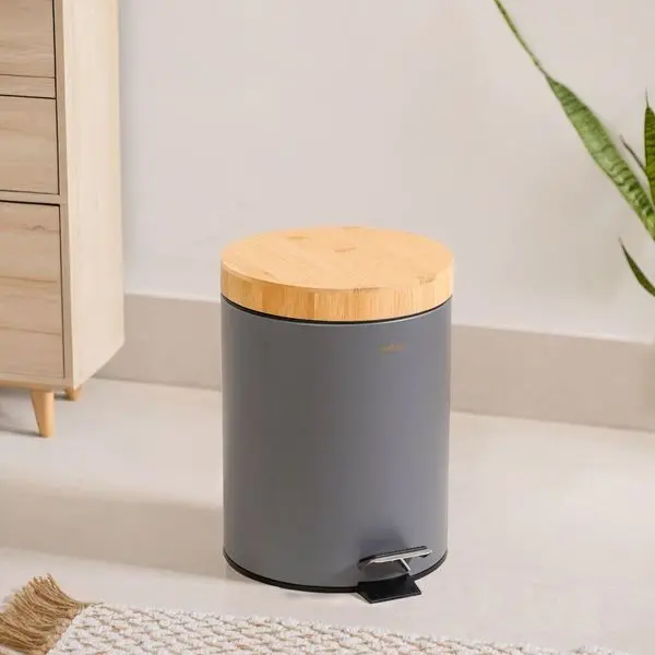 5L Modbin Grey Trash Can With Detachable Inner Bucket 1