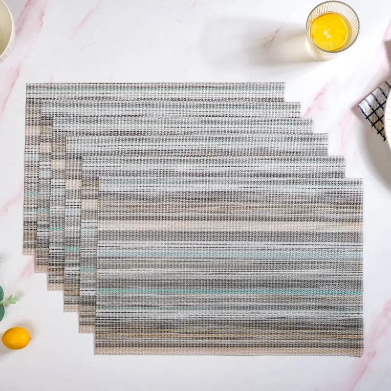 6-Pack Earthy Tone Striped Tablemats For Dining Tables 1