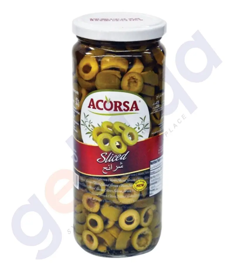 Acorso Sliced Green Olives – Glass Jar 2