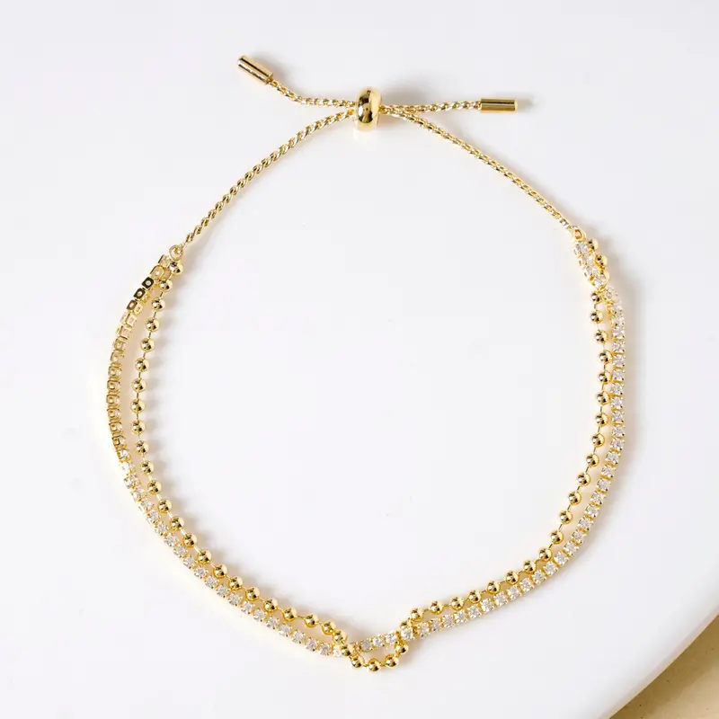 Adjustable Double-Layer Gold Sliding Knot Bracelet 1
