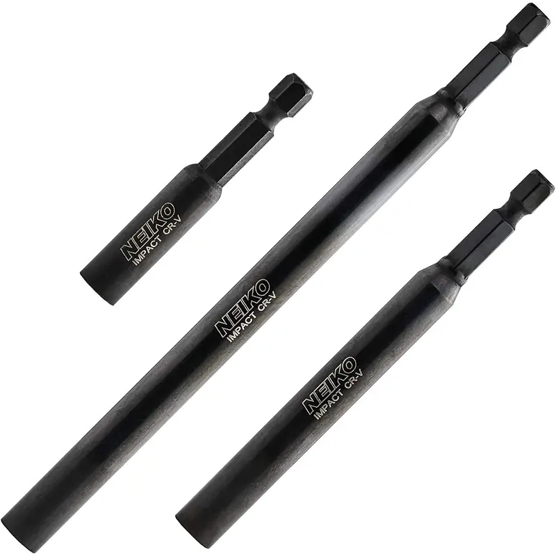 Adjustable Magnetic Bit Holder Kit — Chrome-Vanadium, 1/4" Hex, Three Shank Lengths (3-Pc) 1