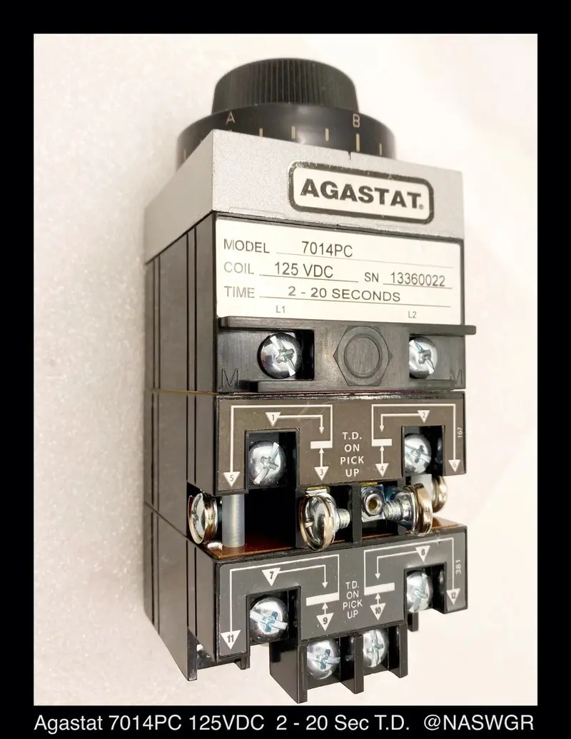 Agastat 7014Pc Time-Delay Relay – 2–20 Second Range, 125Vdc, Unused Surplus 1