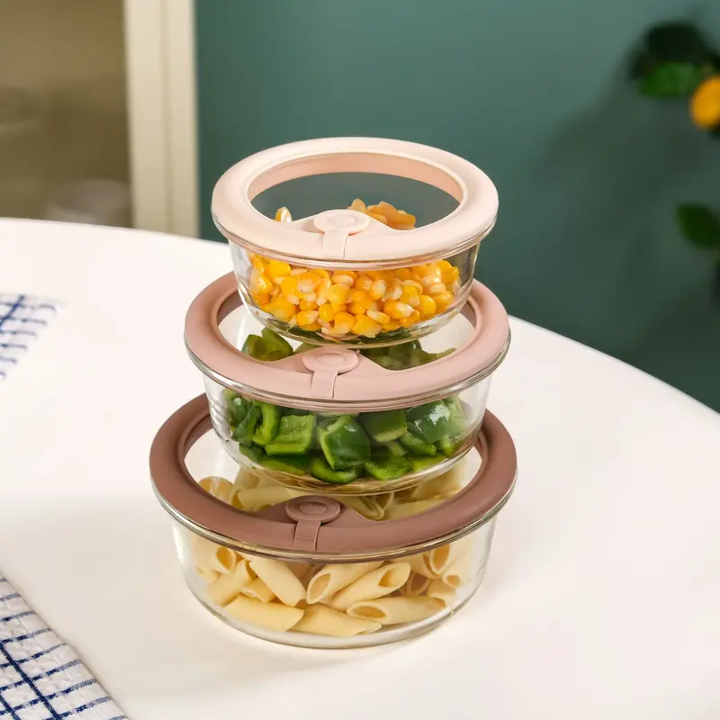 Airtight Ombre Round Food Storage Containers With Air-Vent Lids – 3-Piece (400/620/950 Ml) 1