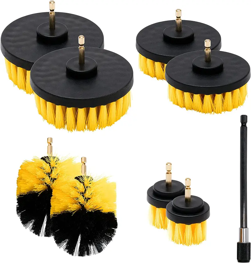 All-In-One Drill Brush Attachment Kit – 9-Piece For Automotive Detailing And General Cleaning 1