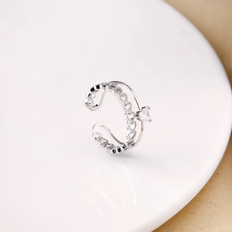 All-Over Hearts Silver Band Ring 1