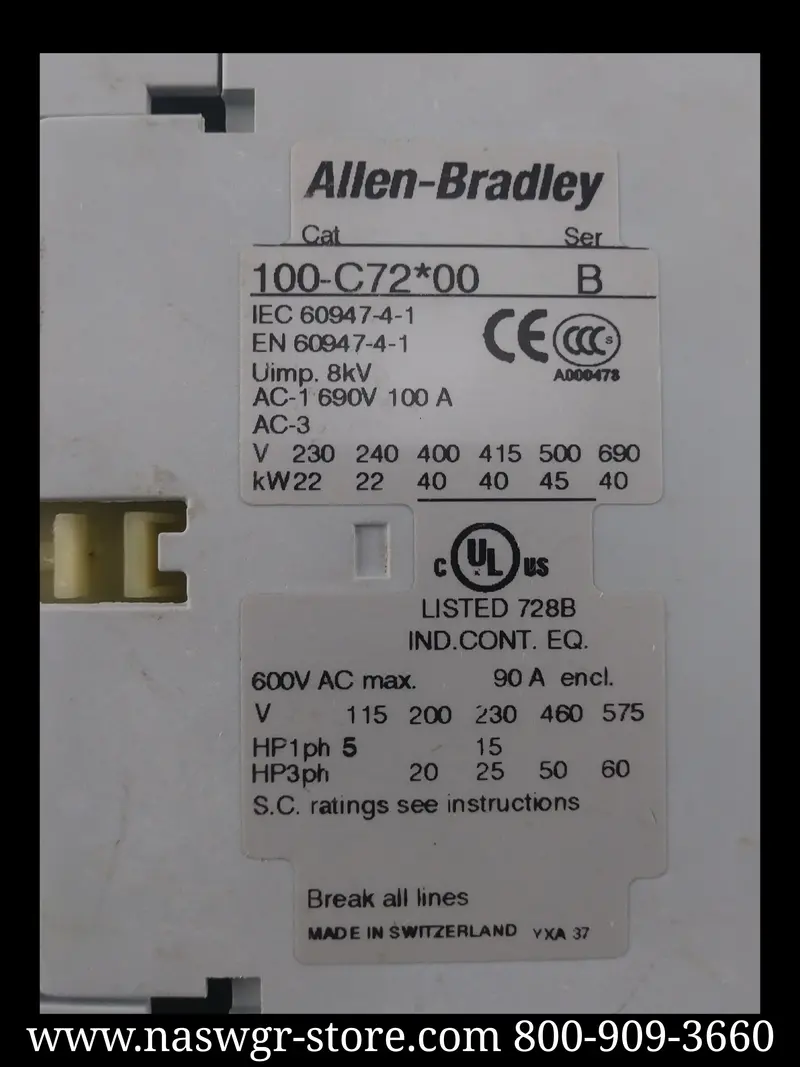 Allen-Bradley 100C72*00 Series B Electromechanical Contactor 1