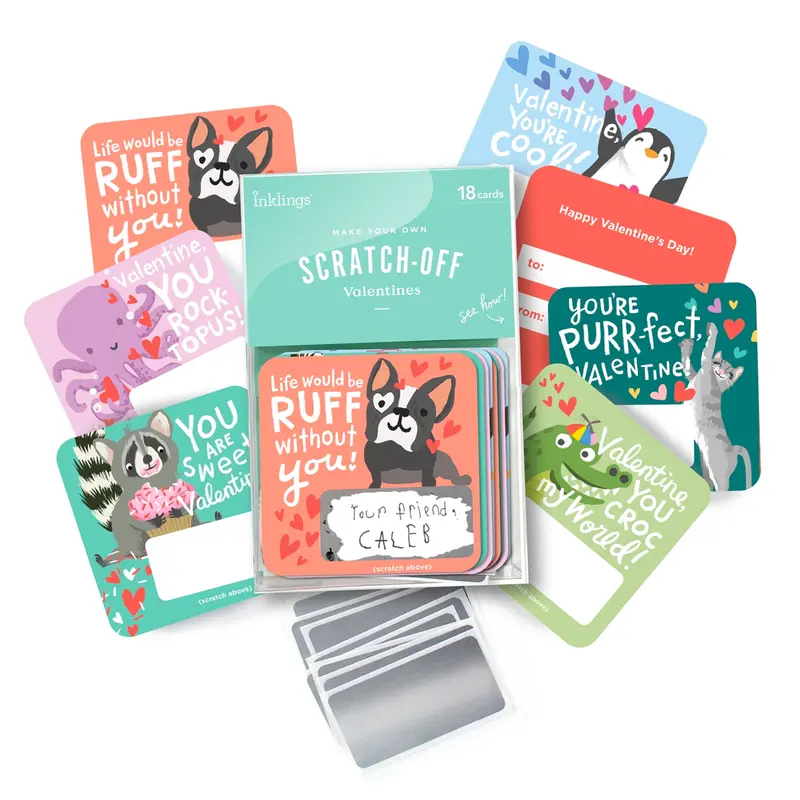Animal-Themed Scratch-Off Valentine Cards – Playful, Interactive Greeting Set By Inkling Paperie 1