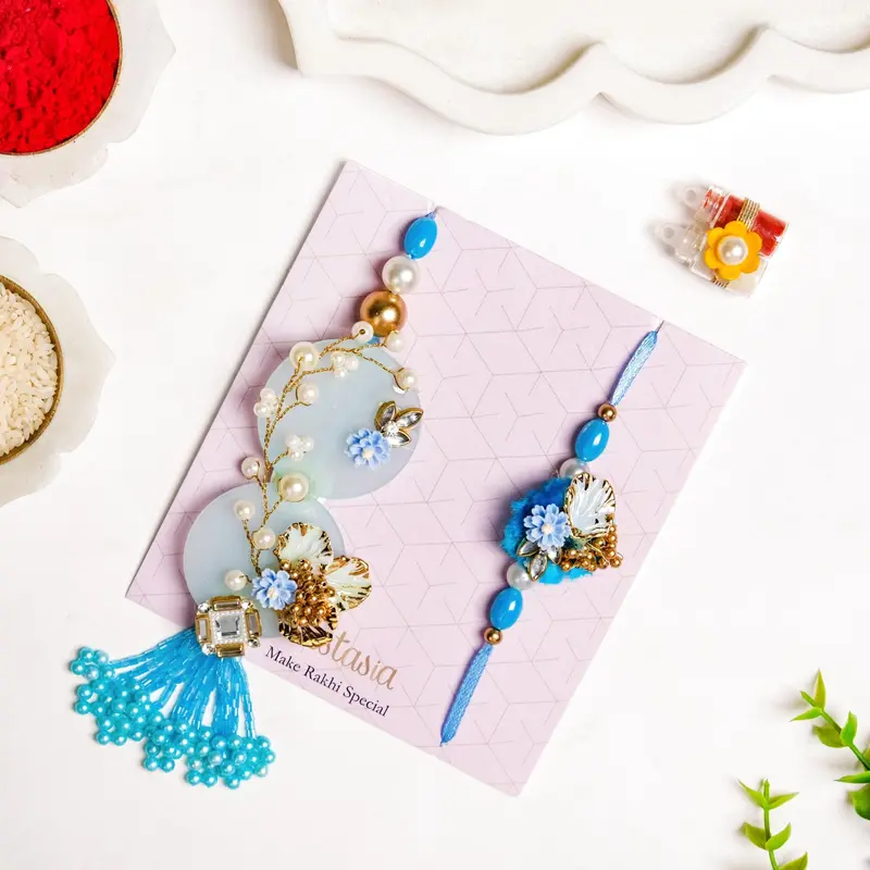 Aqua Bloom Rakhi Lumba Matching Set 1