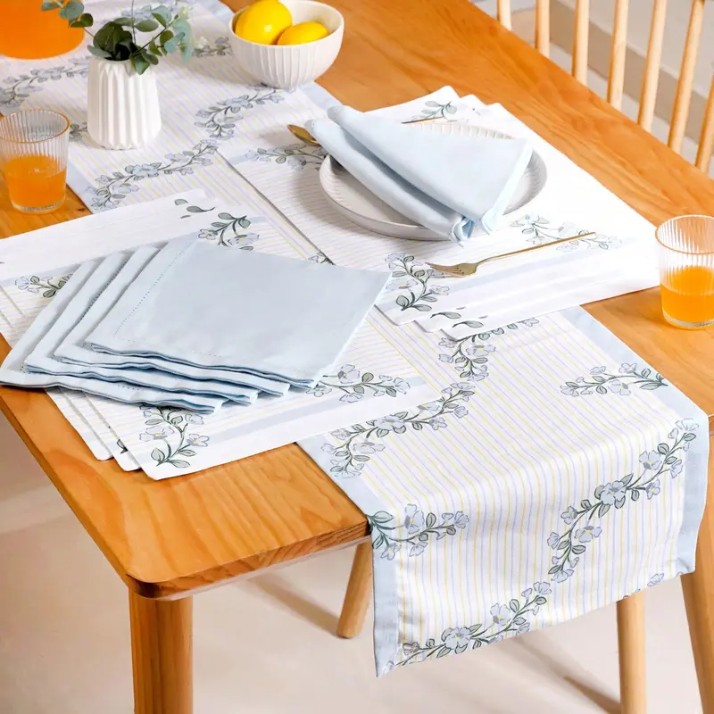 Azzurro Classic Table Linen Suite – Mats, Runner & Napkins Included 1