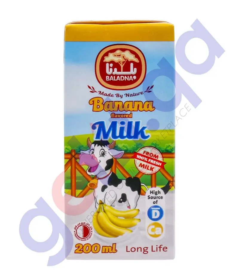 Baladna Banana Flavored Uht Milk – 200Ml Long-Life Dairy Beverage 1