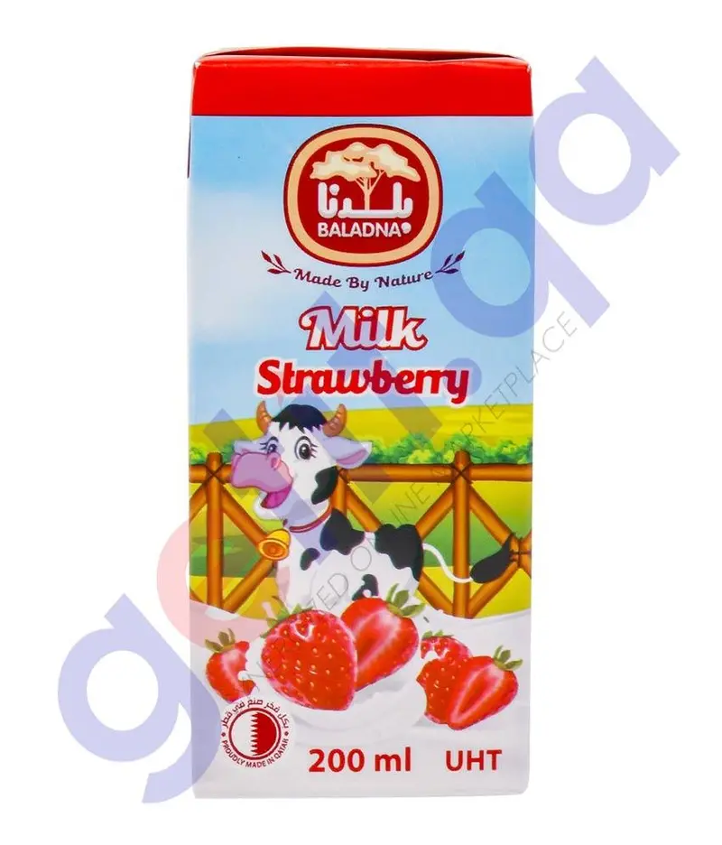 Baladna Strawberry Flavored Uht Milk – 200Ml Shelf-Stable Drink 1