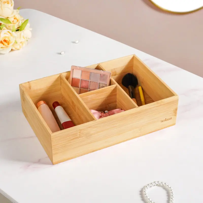 Bamboo Desk Organizer With Drawer Compartments 1