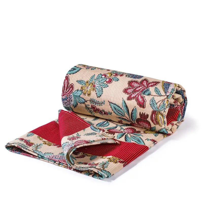 Birdsong Symphony Quilted Bedcover In Peach – 254 X 216 Cm 1
