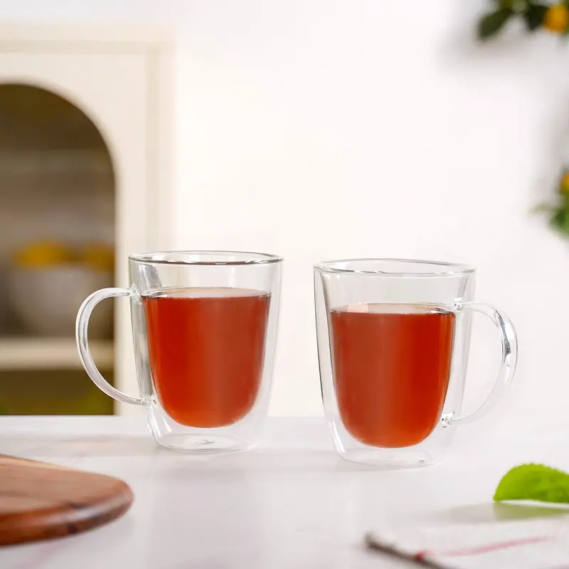 Bistro-Designed Double-Wall Glass Mugs – 2-Piece Coffee Set (300Ml) 1