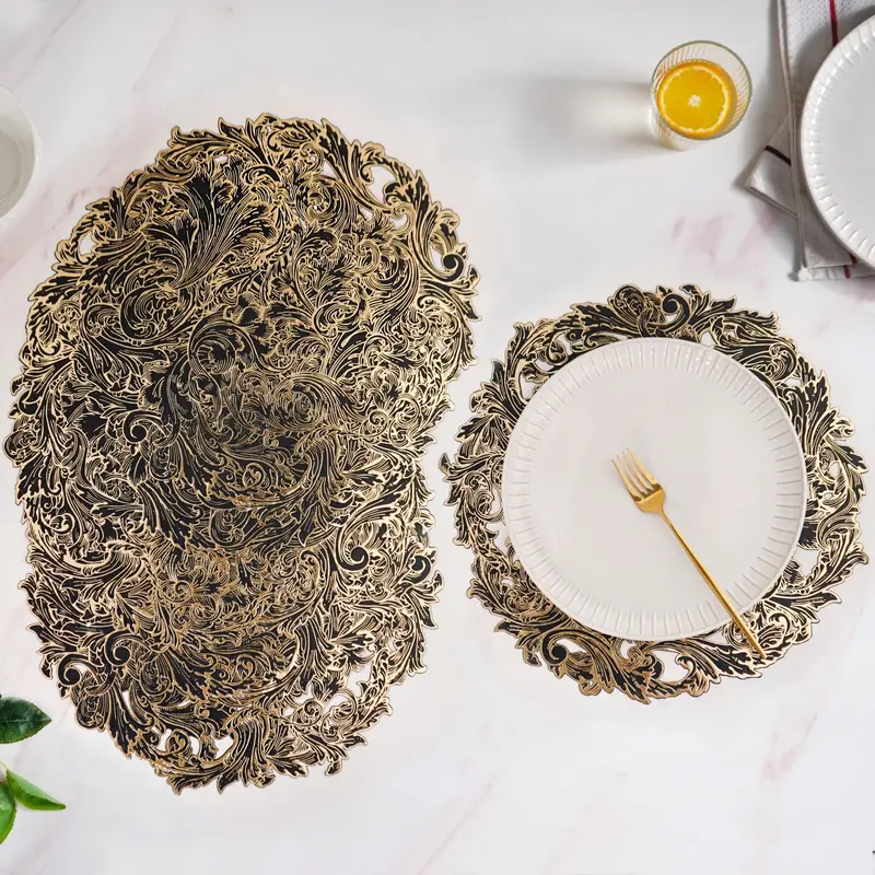 Black Luxe Round Placemats – Set Of 6 1