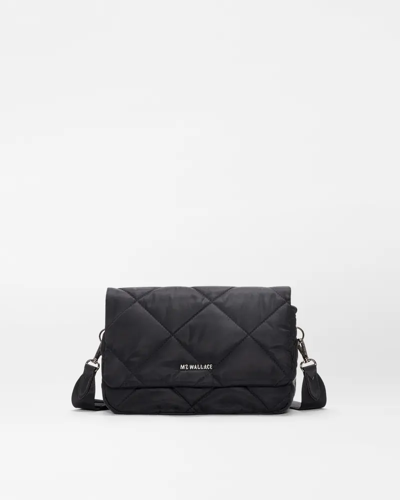 Black Madison Flap Crossbody – Polished Front-Closure Style 1