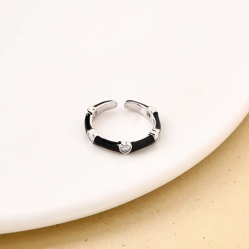 Black Stone Statement Ring In Polished Silver 1