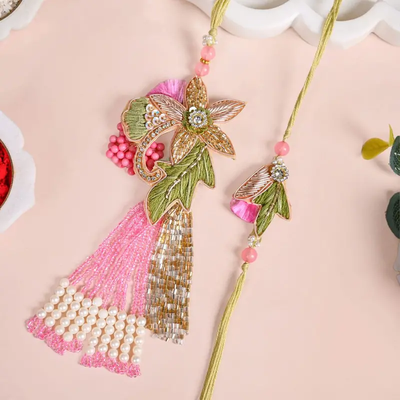 Blossom Bond Rakhi Lumba Gift Set – Traditional Ensemble 1