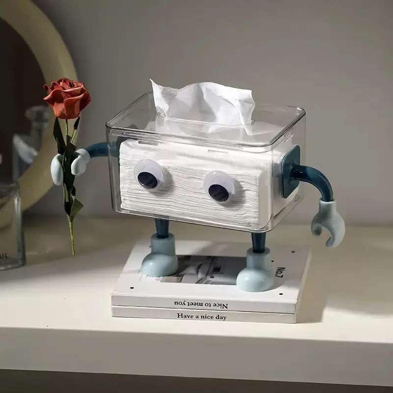 Blue 3D Robot-Themed Tissue Box Cover 1