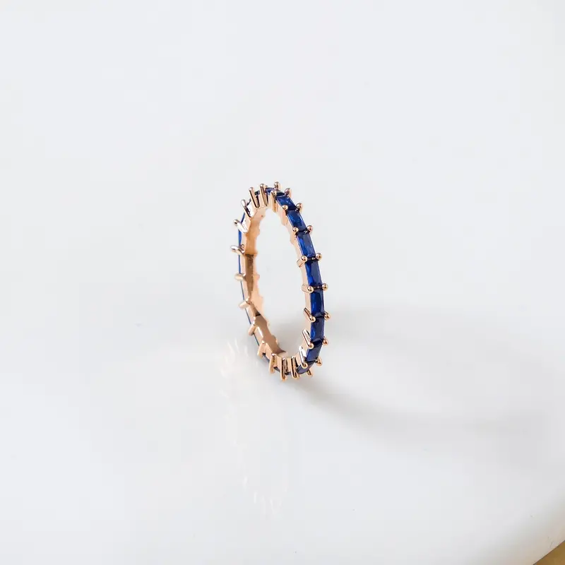 Blue And Gold Minimalist Stackable Ring 1