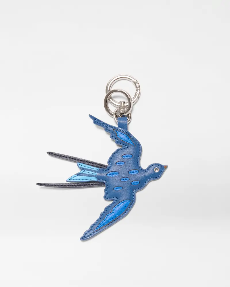 Blue Multi-Tone Leather Bird Charm Accessory For Bags 1
