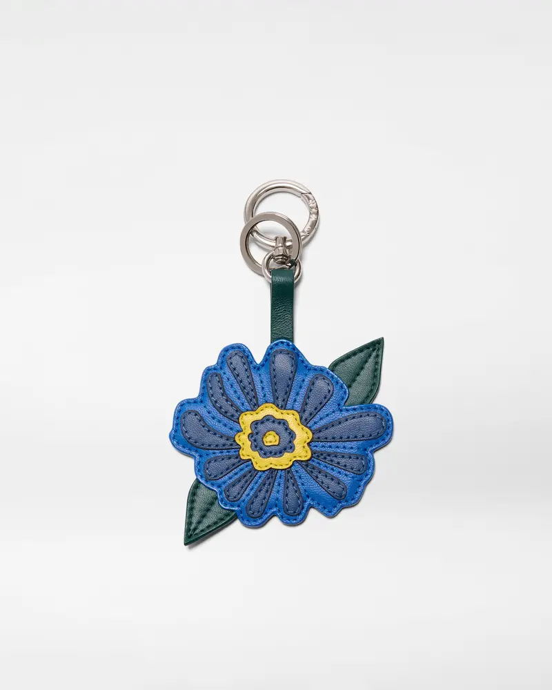 Blue Multi-Tone Leather Flower Charm Accent For Personalization 1