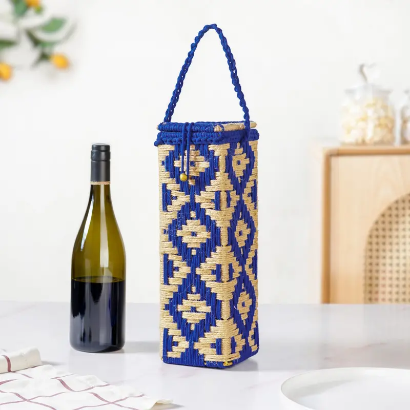Blue Woven Champagne Bottle Display Basket 1