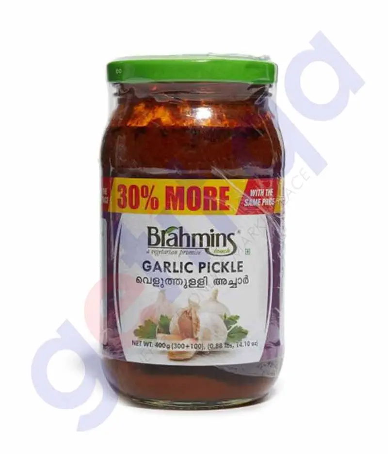 Brahmins Garlic Pickle – 300G Glass Bottle, Pungent & Tangy 1