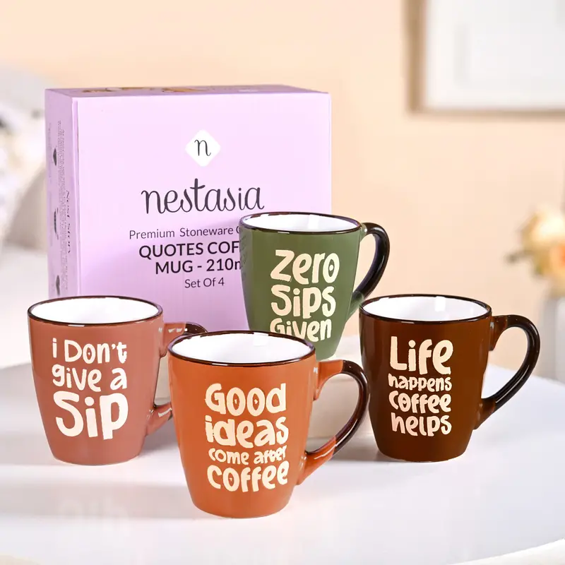 Brewtopia Ceramic Coffee Mugs – Set Of 4 (210 Ml) 1