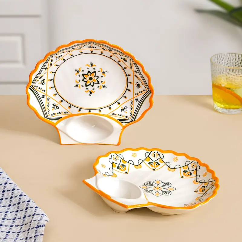 Bright Bloom Sectional Ceramic Plate Set – 2-Piece 1