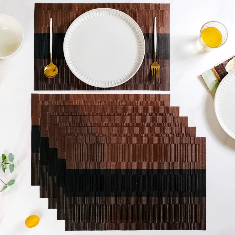Brown Textured Placemats – Rustic Set Of 6 Dining Mats 1