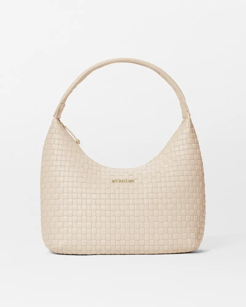 Buff Medium Woven Shoulder Bag 1