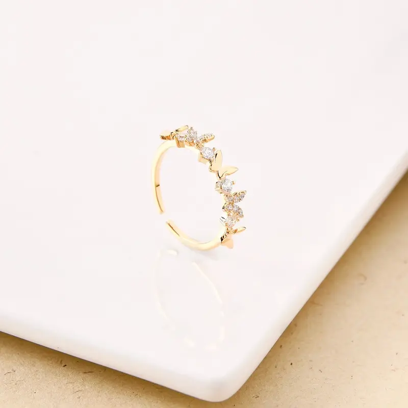 Butterfly Motif Adjustable Gold Ring 1