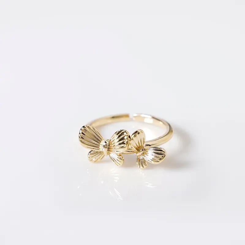Butterfly Motif Adjustable Open Ring In Silver 1