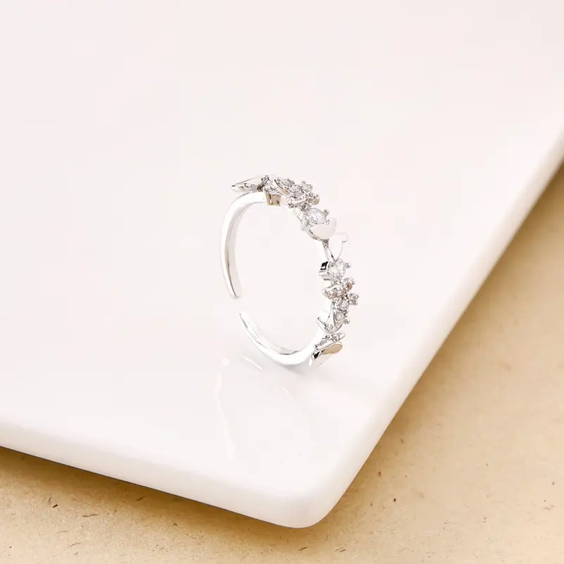 Butterfly Motif Adjustable Silver Ring 1