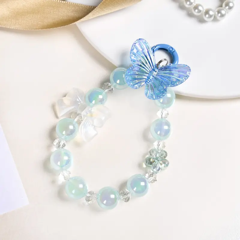 Celestial Blue Butterfly Keychain With Shimmering Wings 1