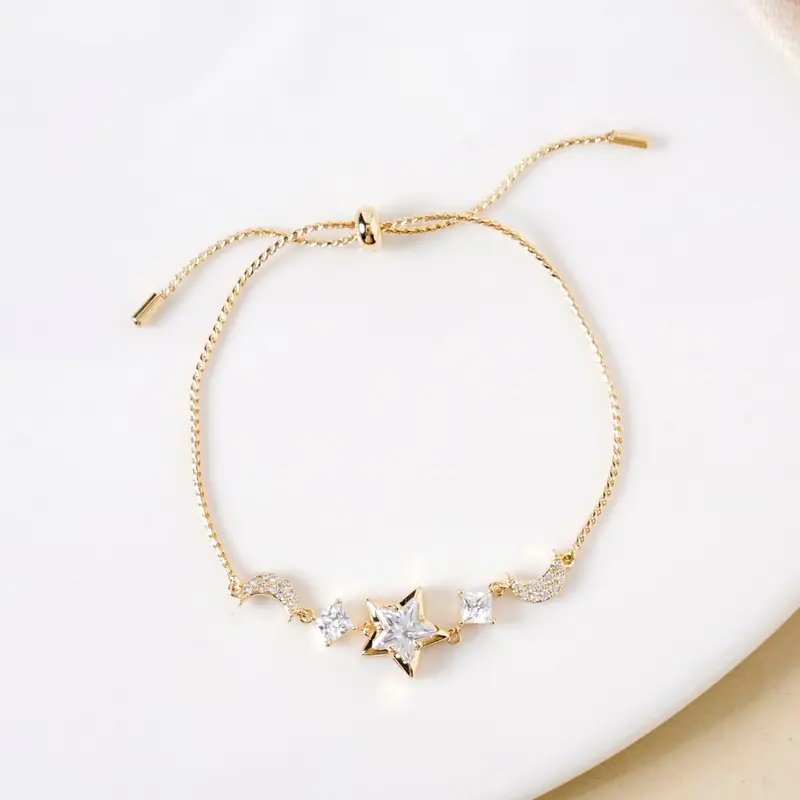 Celestial Moon & Stars Gold Charm Bracelet 1