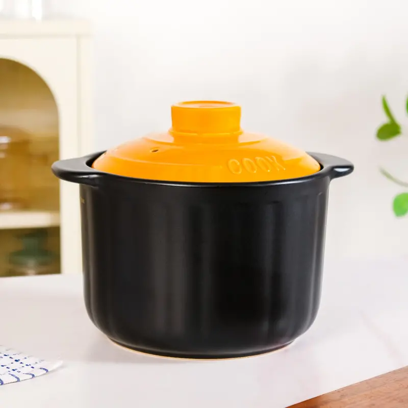 Ceramic Braising Pot With Orange Dome Lid – Chef-Grade Cookware (5500Ml) 1