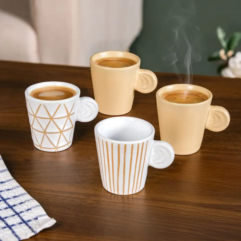 Ceramic Espresso Cup Set – Minimalist 4-Piece Collection (100 Ml Each) 1