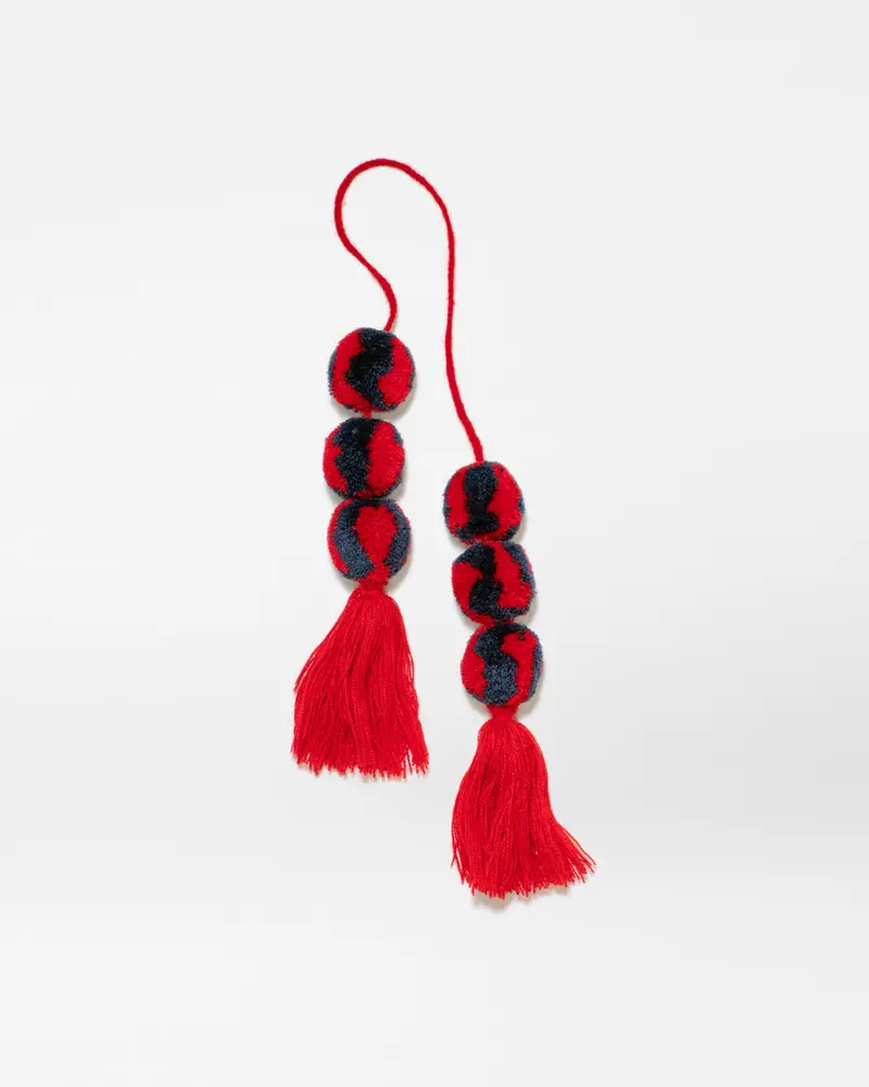 Cherry And Denim Bicolor Pom-Pom Tassel Accent 1