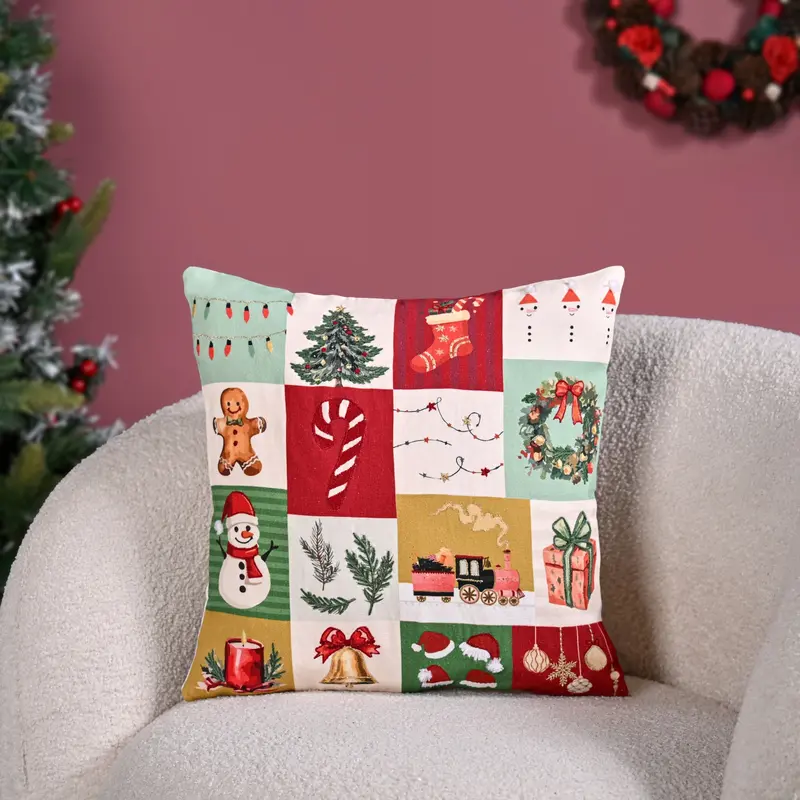Christmas Chronicles Narrative Embroidered Cushion Cover – 40X40 Cm 1