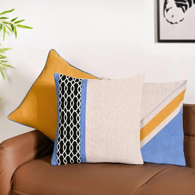 Coastal-Inspired Linen Cushion Covers – Set Of Three 40X40Cm 1